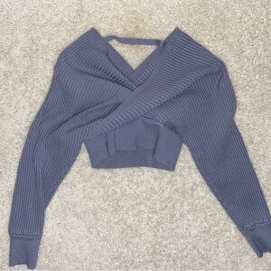 Windsor Off-the-Shoulder Wrap top Crop Sweater. Casual Flirty, Warm knit